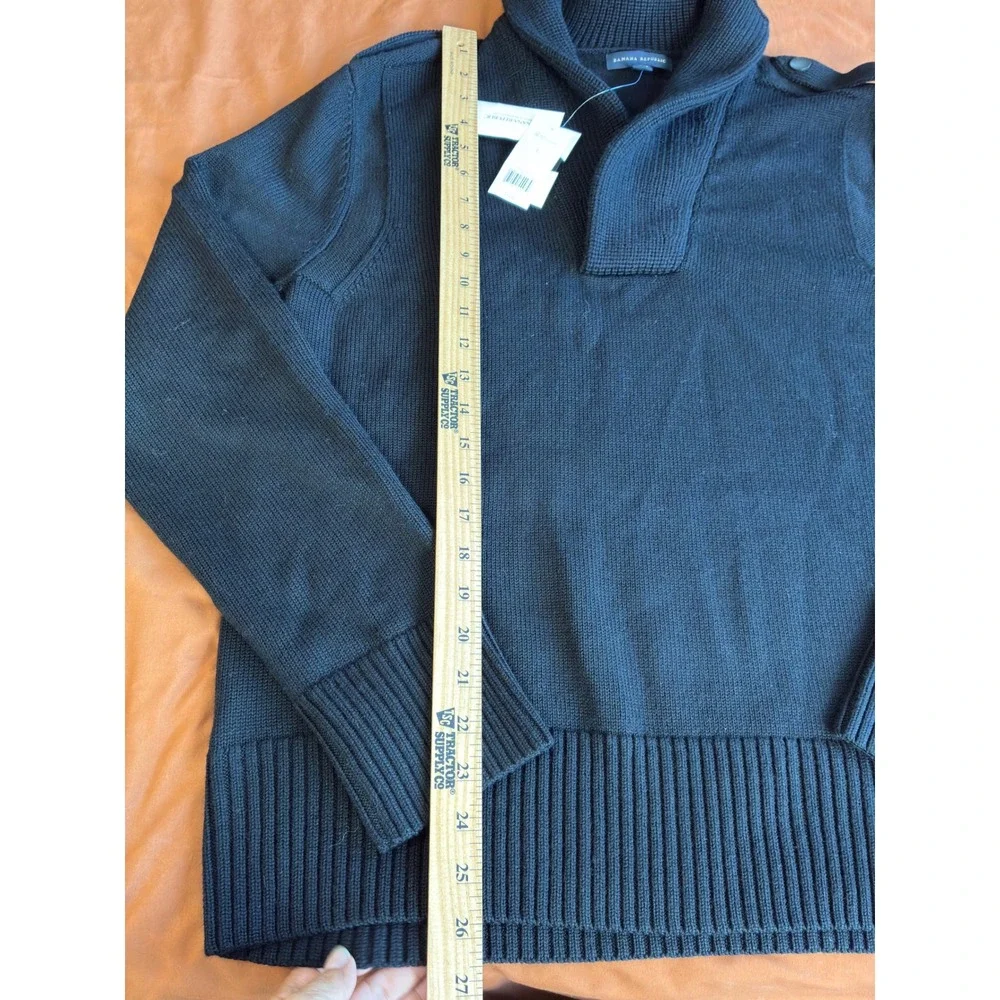 Banana Republic Mens Black 100% Wool Shawl Collar Pullover Sweater L 690613-00-1